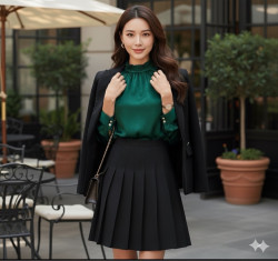 Jupe Midi Plissée Noire